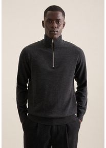 Seidensticker Herren Strickpullover "Schwarze Rose"anthra mélange, Gr. XL, unifarben, 100% Wolle, Pullover, Quarter Zip Uni