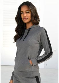 Damen Kapuzensweatshirt, BENCH. LOUNGEWEAR, Gr. 36anthrazit, schwarz meliert, Jersey, Interlock, Obermaterial: 60% Baumwolle, 40% Polyester, meliert,