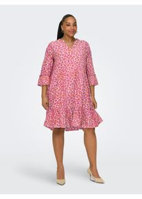 Only CARMAKOMA Damen Tunikakleid "CARTHYRA LIFE PEPLUM DRESS WVN"bleached mauve aop:vibrant leo, modisch, Gr. 54, bedruckt, Web, Obermaterial: 100%