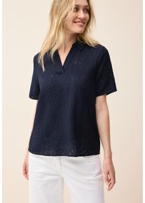 Cecil Damen Kurzarmbluseurban navy blau, casual, Gr. M, unifarben, Stoff, 75% Viskose, 25% Polyester, Blusen, aus softem Materialmix