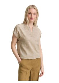 Tom Tailor Damen Kurzarmblusenutria olive, casual, Gr. 36, unifarben, gemustert, Web, Obermaterial: 100% Baumwolle, Blusen, im Tunika-Style, kariert