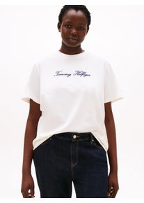 Damen T-Shirt "CRV SCRIPT REG C-NK SS T-SHIRT"ivory silk, casual, Gr. 48, Tommy Hilfiger Curve, unifarben, Jersey, Obermaterial: 100% Baumwolle,