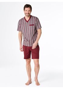 wäschepur WÄSCHEPUR Herren Shorty, Gr. 44dunkelrot, dunkelrot, anthrazit, bedruckt, 100% Baumwolle, Homewear-Sets