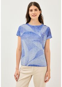 Cecil Damen Print-Shirturban navy blau, casual, Gr. M, bedruckt, Stoff, 65% Polyester, 35% Viskose, Shirts, mit Elastikbund