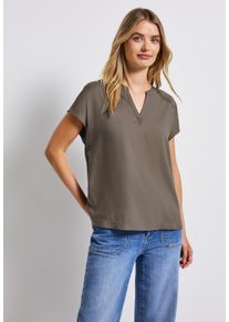 Street One Damen Kurzarmbluseschwarz tumbled beige, casual, Gr. 34, unifarben, Stoff, 100% Viskose, Blusen, aus softer Viskose