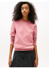 Tommy Jeans Damen Sweatshirt "TJW REG S FLAG CREW"tahiti berry, casual, Gr. S, unifarben, Sweatware, Obermaterial: 80% Baumwolle, 20% Polyester,