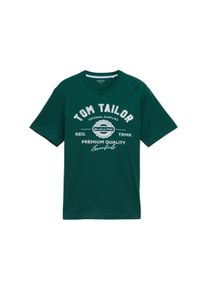 Tom Tailor Herren T-Shirtfairway grün, casual, Gr. L, Single Jersey, Obermaterial: 100% Baumwolle, Shirts, mit großem Logofrontprint