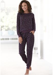 Vivance Dreams Pyjama violett Gr. 56/58 für Damen. Rundhals und Allover-Druck. Basic. Nachhaltig.