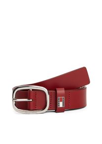 Tommy Jeans Damen Ledergürtel "TJW OVAL 3.0"rustic cherry, casual, Gr. 85, unifarben, Rindsleder, Gürtel, Ovale Einfachdornschließe und Logo am
