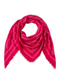 Hugo Damen Schal "Alycia 120*120"bright pink 675, casual, gemustert, Web, Materialmix, Modetücher, mit Hugo-Logodrucken