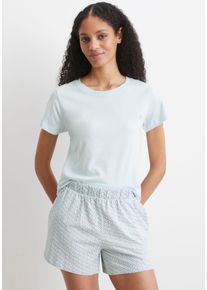 Marc O'Polo MARC O'POLO Damen Shorts "Mix & Match Cotton", Gr. Lice blau print, Single Jersey, Obermaterial: 100% Baumwolle, gemustert, casual, Hosen, mit