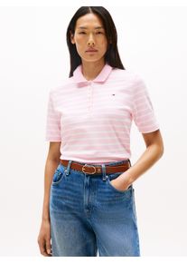 Tommy Hilfiger Damen Poloshirt "1985 Regular Fit Pique Premium Polo"breton stp classic pink, ecru, casual, Gr. S, gestreift, Piquu00e9, Obermaterial: