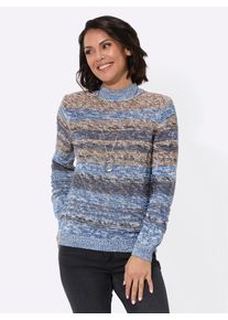 Casual Looks Damen Strickpullover "Pullover"jeansblau, braun, meliert, Gr. 40, gemustert, mehrfarbig, gestreift, 58% Baumwolle, 42% Polyacryl,