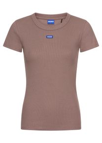 HUGO BLUE Damen T-Shirt "Easy Tee_B"rust, copper 223, casual, Gr. M, Single Jersey, Obermaterial: 96% Baumwolle, 4% Elasthan, Shirts, mit HUGO