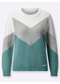 Casual Looks Damen Strickpullover "Pullover"jade, hellgrau, meliert, Gr. 36, gemustert, mehrfarbig, 100% Baumwolle, Pullover