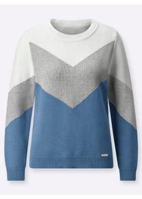 Casual Looks Damen Strickpullover "Pullover"mittelblau, hellgrau, meliert, Gr. 36, gemustert, mehrfarbig, 100% Baumwolle, Pullover