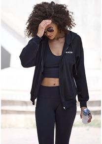 Copenhagen Studios Sweatjacke schwarz Gr. L (44/46) für Damen. Mit Logodruck. Bequem