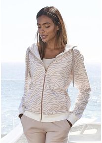 Lascana Kapuzensweatjacke mehrfarbig Gr. 36/38 für Damen. Mit Bindebänder, Tunnelzug. Bequem. Nachhaltig.