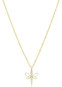 Amor Damen Kette mit Anhänger "Libelle, 2014158", Gelbgold 375, L: 45cm B: 1mm, gold, Gelbgold 375, B:1mm, Halsketten, mit Zirkonia (synth.)