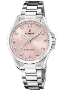 Festina Damen Solaruhr "Solar Energy", rosa, Armbanduhren, Armbanduhr, Damenuhr, Edelstahlarmband