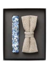 Venti Herren Fliege "Venti Set aus Fliege und Einstecktuch gemustert", weiß, 50% Viskose, 50% Polyester, Fliegen