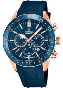Festina Herren Chronograph "Keramik Kollektion", rosa, Armbanduhren, Armbanduhr, Quarzuhr, Herrenuhr, Stoppfunktion, Edelstahlarmband