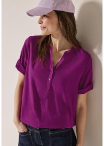 Cecil Damen Kurzarmbluseanemone pink, casual, Gr. XXL, unifarben, Web, Obermaterial: 100% Viskose, Blusen, mit Knopfleiste und aus Viskose