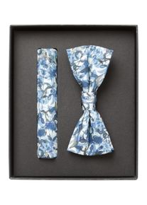 Venti Herren Fliege "Venti Set aus Fliege und Einstecktuch gemustert", blau, 100% Baumwolle, Fliegen