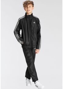 Kinder Trainingsanzug "ESSENTIALS 3-STREIFEN WOVEN", schwarz, sportlich, Gr. 128, adidas Sportswear, clean, Obermaterial: 100% Polyester, Sportanzüge