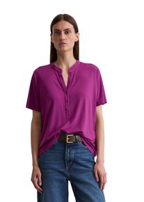 Marc O'Polo MARC O'POLO Damen Stehkragenshirt, lila, casual, Gr. XL, Jersey, Obermaterial: 94% Viskose, 6% Elasthan, Shirts, mit Knopfleiste