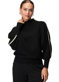Zero Damen Strickpullover "Zero Pullover mit Kontraststreifen", schwarz, casual, Gr. 36, clean, Strick, Obermaterial: 50% Viskose, 27% Polyamid, 23%