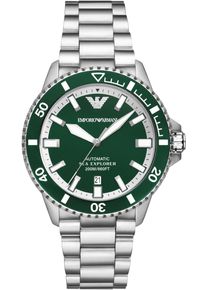 Emporio Armani Herren Automatikuhr "SEA EXPLORER", silber, Armbanduhren, Armbanduhr, Herrenuhr, Mechanische Uhr, Edelstahlarmband, analog, Tag