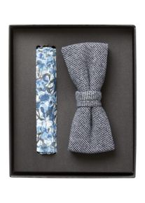 Venti Herren Fliege "Venti Set aus Fliege und Einstecktuch gemustert", blau, 50% Viskose, 50% Polyester, Fliegen