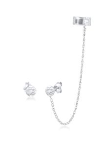 Elli Damen Paar Ohrhänger "Earcuff Stecker Rund Organic Struktur 925 Silber", OneSize, ohne Stein, Silber 925 (Sterlingsilber), silber, Silber 925