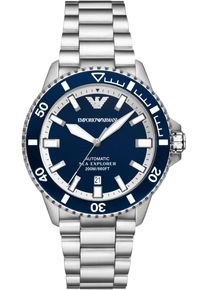 Emporio Armani Herren Automatikuhr "SEA EXPLORER", silber, Armbanduhren, Armbanduhr, Herrenuhr, Mechanische Uhr, Edelstahlarmband, analog, Tag