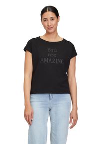 Cartoon Damen Kurzarmshirt "Cartoon Rundhals-Shirt mit Placement", schwarz, modisch, Gr. 36, Obermaterial: 100% Baumwolle., Shirts, Placement