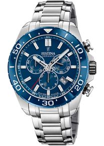 Festina Herren Chronograph "Keramik Kollektion", silber, Armbanduhren, Armbanduhr, Quarz, Herren, Stoppfunktion, Keramiklünette, Swiss Made