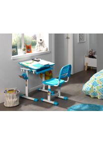 Kinderschreibtisch Vipack, B:70cm H:76cm T:47cm, weiß, Tische, "Comfortline, mit Höhenverstellung inkl. Taschen- u. Becherhalter", inkl. Stuhl und