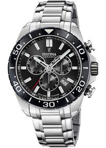 Festina Herren Chronograph "Keramik Kollektion", silber, Armbanduhren, Armbanduhr, Quarz, Herren, Stoppfunktion, Keramiklünette, Swiss Made