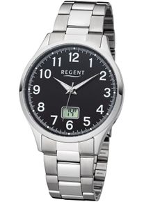 Regent Uhren REGENT Damen Funkuhr, silber, Armbanduhren, Quarzuhr Armbanduhr,Herrenuhr,Damenuhr, Edelstahlarmband,Datum,Zugband