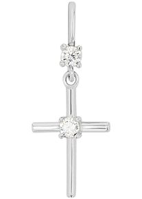 Amor Damen Kreuz-Anhänger "2039076", Silber 925 (Sterlingsilber), 0,32 g, silber, Silber 925 (Sterlingsilber), Schmuckanhänger, mit Zirkonia (synth.)
