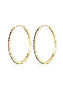 Elli Damen Paar Creolen "Creole Regenbogen Kristalle 925 Silber", OneSize,mit Steinen, Silber 925 (Sterlingsilber), gold, Silber 925