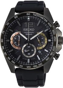Seiko Herren Chronograph, schwarz, Armbanduhren, Armbanduhr, Quarzuhr, Herrenuhr, Stoppfunktion, Datum
