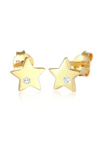 Elli Damen Paar Ohrstecker "Kinder Sterne Zirkonia Astro 925 Silber", gold, Silber 925 (Sterlingsilber), Ohrringe