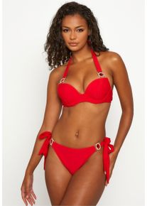 MODA MINX Damen Triangel-Bikini-Top "Amour", rot, feminin, Gr. S, unifarben, 82% Polyamid, 18% Elasthan, Bikini-Oberteile, mit funkelndem Steinbesatz