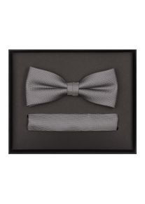 Venti Herren Fliege "Venti Set aus Fliege und Einstecktuch gemustert", grau, 70% Polyester, 30% Seide, Fliegen