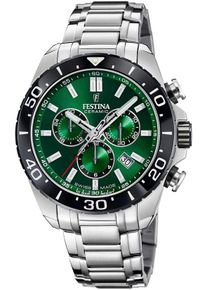 Festina Herren Chronograph "Keramik Kollektion", silber, Armbanduhren, Armbanduhr, Quarz, Herren, Stoppfunktion, Keramiklünette, Swiss Made