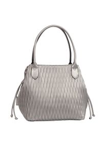 Gabor Damen Shopper "Granada wave", silber, Polyurethan, beschichtet, clean, Strukturmuster, Taschen, aus weichem Kunstleder gesmokt in Wellenoptik