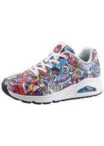 Skechers Damen Sneaker "UNO-COLOR DOODLE", Gr. 41, bunt, Lederimitat, bedruckt, modisch, Schuhe, mit buntem Print, Freizeitschuh, Halbschuh,