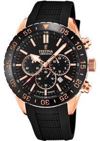 Festina Herren Chronograph "Keramik Kollektion", rosa, Armbanduhren, Armbanduhr, Quarzuhr, Herrenuhr, Stoppfunktion, Edelstahlarmband